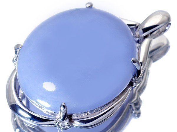 【ジュエリー極】樹脂含浸無し 超特大良質天然ラベンダー翡翠23.59ct&ダイヤ 超高級K18WGヘッド ソーティング h8478gr【送料無料】
