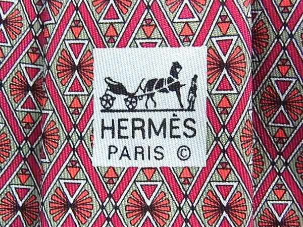 ■新品同様■ HERMES エルメス シルク100% 総丈 ネクタイ ビジネス 紳士 メンズ レッド系×グレー系 HA3852 □新品同様□ HERMES エルメス シルク100% 総丈 ネクタイ ビジネス