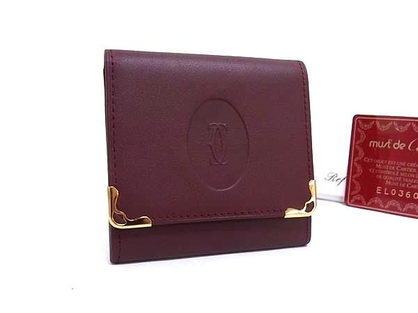 ■極美品■ Cartier カルティエ マストライン レザー コインケース コインパース 小銭入れ メンズ レディース ボルドー系 FX4744