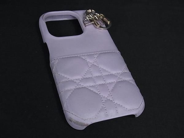 ChristianDior クリスチャンディオール レディディオール カナージュ レザー iPhone15Pro 対応 アイフォンケース パープル系 BN9790 ChristianDior クリスチャンディオール レディディオール カナージュ
