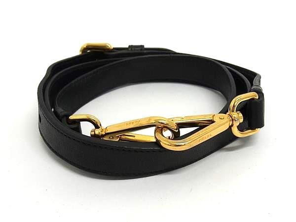 ■美品■ PRADA プラダ レザー バッグ用 ショルダーストラップ 肩掛け 斜め掛け ブラック系 BP9942