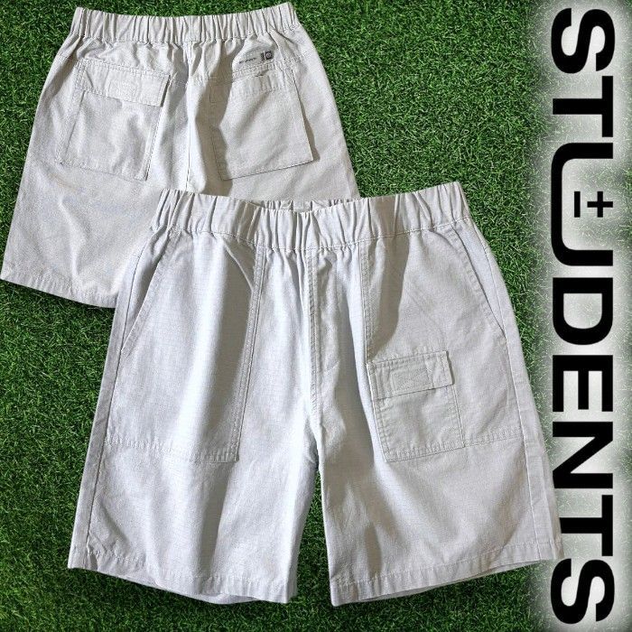 STUDENTS GOLF スチューデンツゴルフ ホーリー リップストップコットン イージー仕様 ショートパンツ ショーツ ゴルフウェア 070-4132001 定価1.6万 ライトグレー ▲028▼60507w06