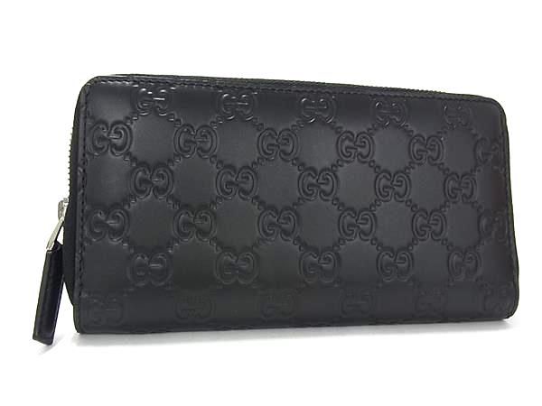 ■新品■未使用■ GUCCI グッチ 451194 グッチシマ レザー ラウンドファスナー 長財布 ウォレット 札入れ 小銭入れ ブラック系 FX5842