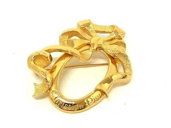 ■新品同様■ ChristianDior クリスチャンディオール ヴィンテージ ピンブローチ ピンバッジ アクセサリー ゴールド系 HB0544