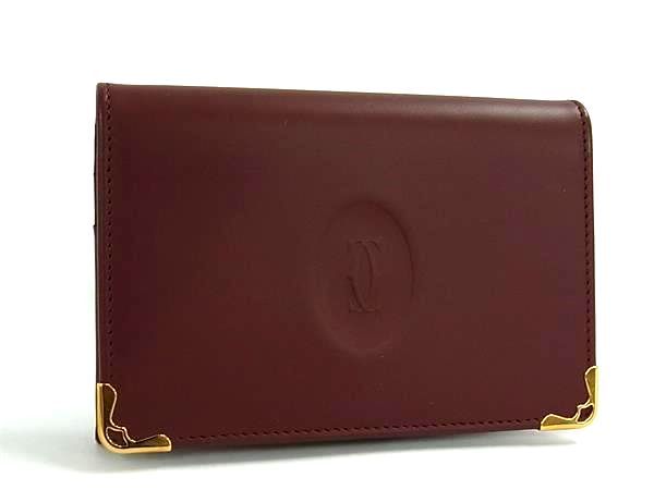 ■新品同様■ Cartier カルティエ マストライン レザー カードケース カード入れ 名刺入れ パスケース 定期入れ ボルドー系 FX5659