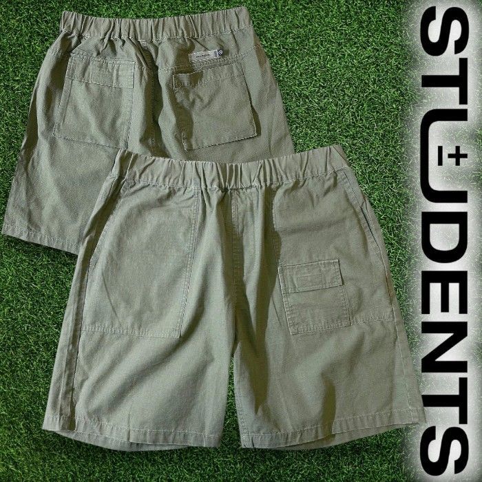 STUDENTS GOLF スチューデンツゴルフ ホーリー リップストップコットン イージー仕様 ショートパンツ ショーツ ゴルフウェア 070-4132001 定価1.6万 オリーブカーキ ▲028▼60507w07