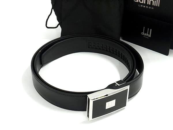 ■新品同様■ dunhill ダンヒル レザー シルバー金具 ベルト 表記サイズ 42/107 メンズ ブラック系 HA7015