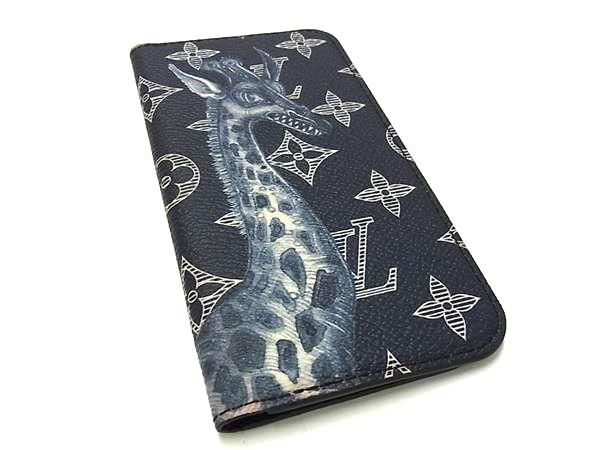 ■新品同様■ LOUIS VUITTON ルイヴィトン モノグラムサバンナ iPhone7 キリン アイフォン ケース スマホカバー ネイビー系 HA7017