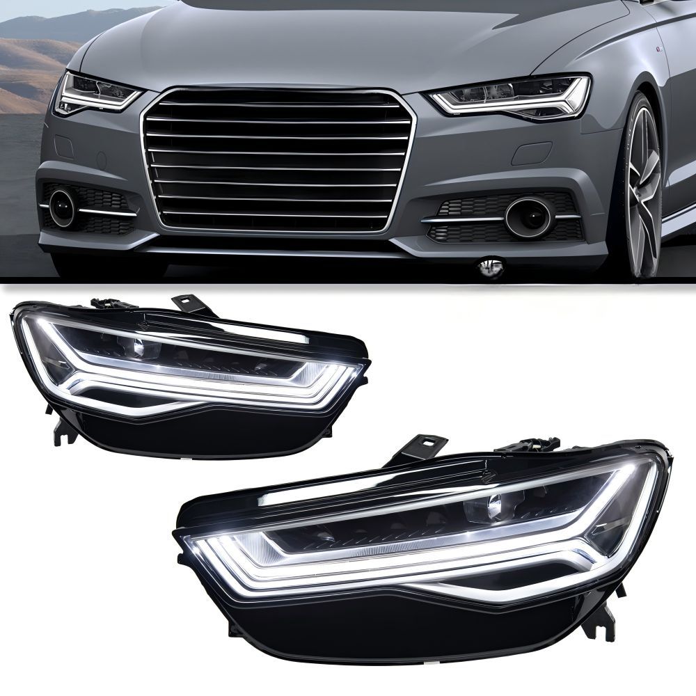 Audi A6 C7 (アウディA6 C7) 2012-2018専用 LEDヘッドライト デイライト＆流水ウインカー 年式選択可（12-15/16-18）高輝度 視認性向上 ドレスアップ効果抜群 簡単取付 車種専用 送料無料