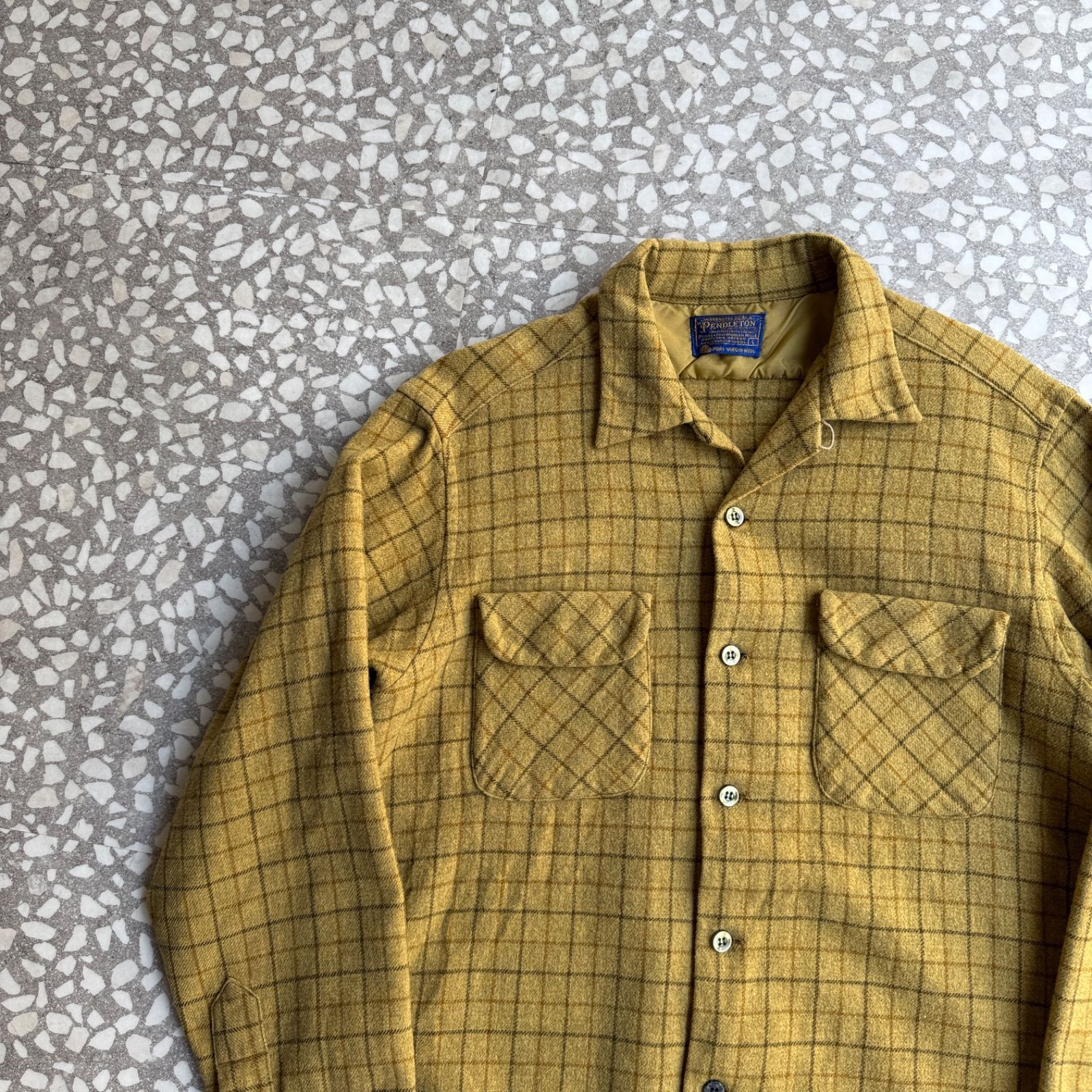 PENDLETON / 60's Wool Board Shirt ペンドルトン ウール ボードシャツ 長袖チェック アメカジ FJ 西海岸 vintage マスタード からし イエロー