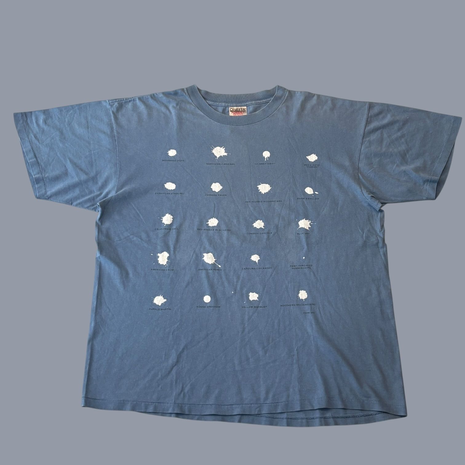 90s Bird Droppings S/S TEE 鳥フン 半袖Tシャツ XL Light Blue 水色