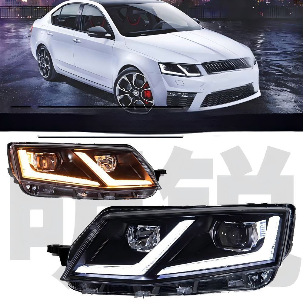 Skoda Octavia A7 (シュコダ・オクタビア A7) 2015-2017専用 ダブルL LEDヘッドライト 高輝度 視認性向上 夜間安全 ドレスアップ効果抜群 簡単取付 車種専用 送料無料