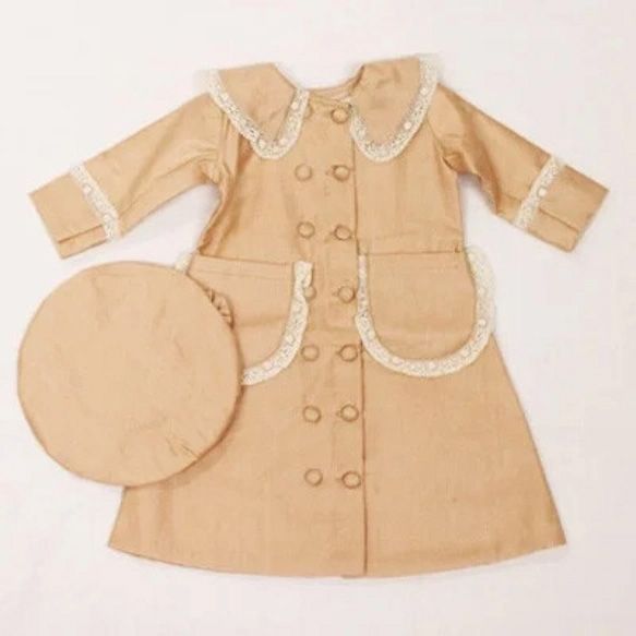 帽子付き、綿サテン、人形用コートドレス 12,540円
