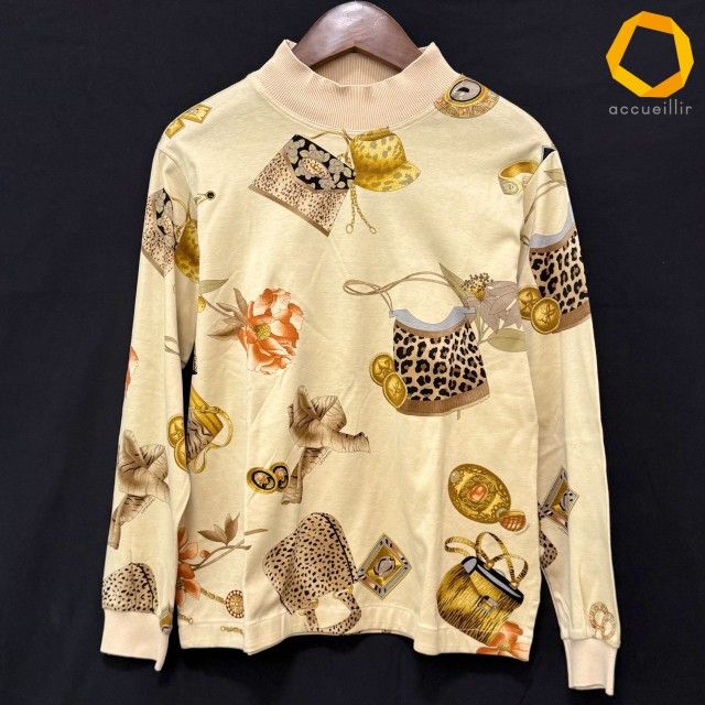 #anc レオナールスポーツ LEONARD SPORT カットソー ベージュ系 マルチ 柄 ハイネック レディース [988289]