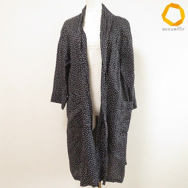 #anc ビスクバイネストローブ bisque by nest Robe カーディガン 紺 白 麻 ドット 薄手 ロング レディース [988438]