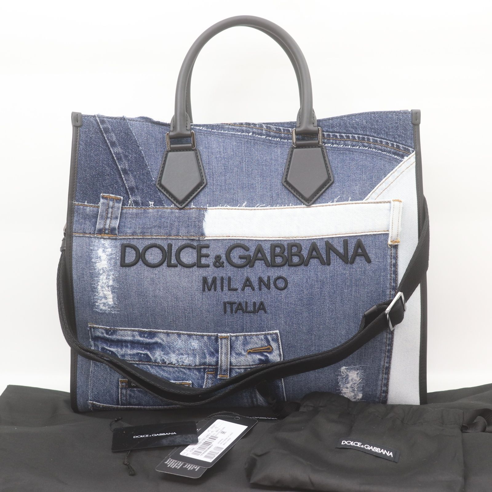 ITAH4QBM0NLE 未使用 DOLCE＆GABBANA デニム トートバッグ 2WAY 