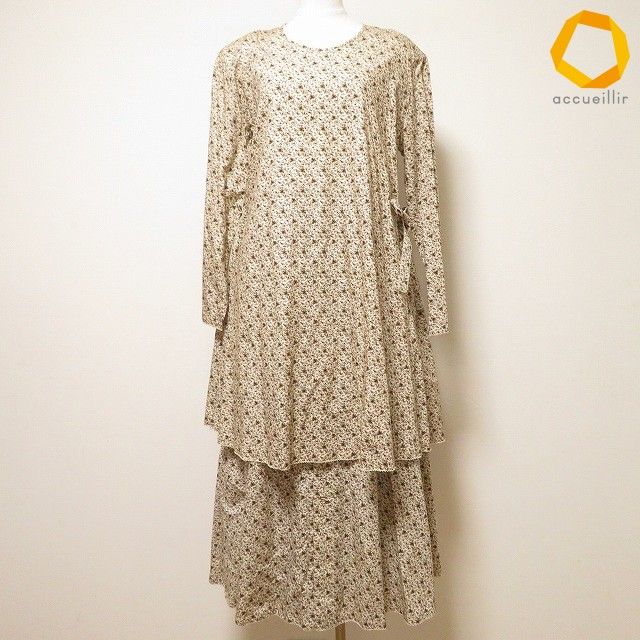 #anc ワンダフルワールド WONDERFUL WORLD KANEKO ISAO セットアップ スリーピース アイボリー 茶 小花柄 ロング レディース [970749]