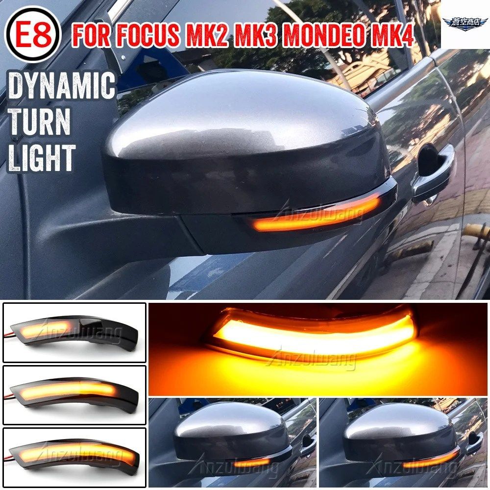 アンバーLEDダイナミックターンシグナルサイドマーカーシーケンシャルライトインジケーターランプフォードフォーカス2 MK2フォーカス3 MK3