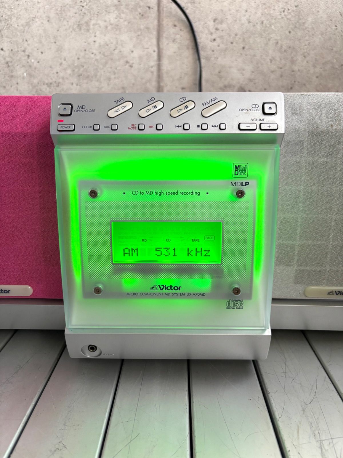 スピーカーなし 動作確認済 ビクター Victor UX-A7OMD MD／CD／ラジオ