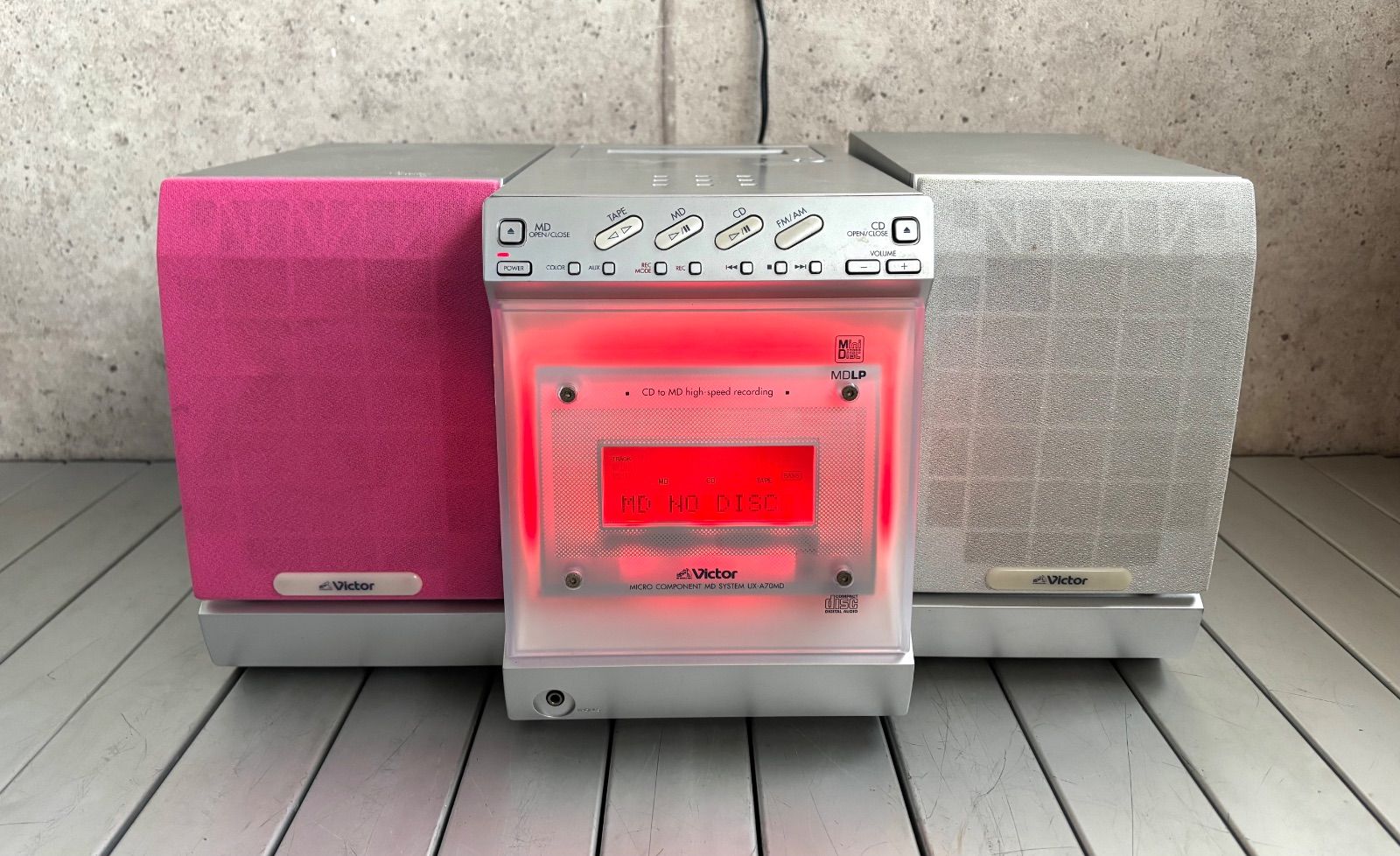 スピーカーなし 動作確認済 ビクター Victor UX-A7OMD MD／CD／ラジオ