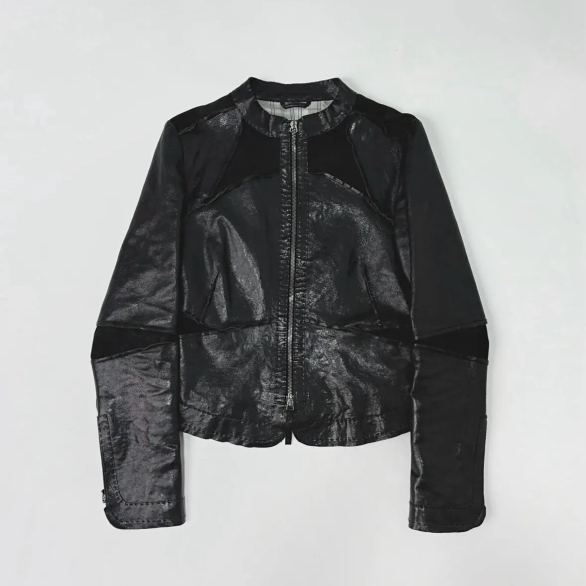 AW2007 EMPORIO ARMANI - Cropped panelled leather jacket