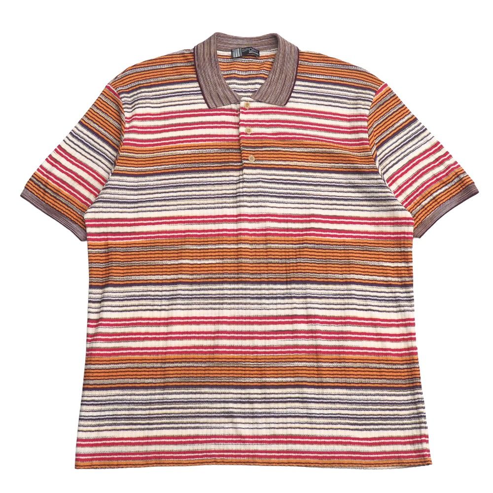 Missoni ミッソーニ ヴィンテージ ポロシャツ サイズ54 コットンニット 半袖 ボーダー シャツ イタリア製 ブランド古着【中古】20260511/RA9329
