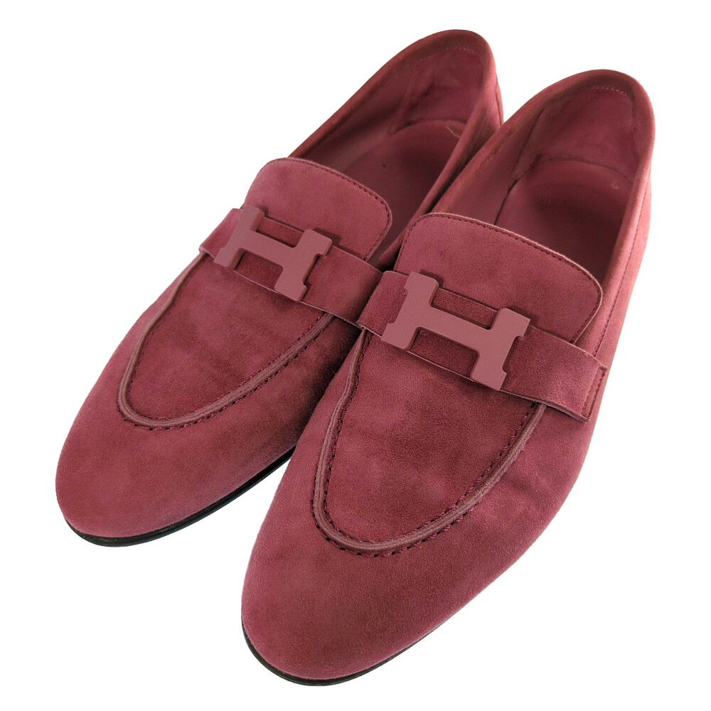 HERMES エルメス モカシンパリ Hロゴ ローファー靴 37 ピンク【オールシーズン】【♀】【A】【レディース】★■613997【中古】 42,120円