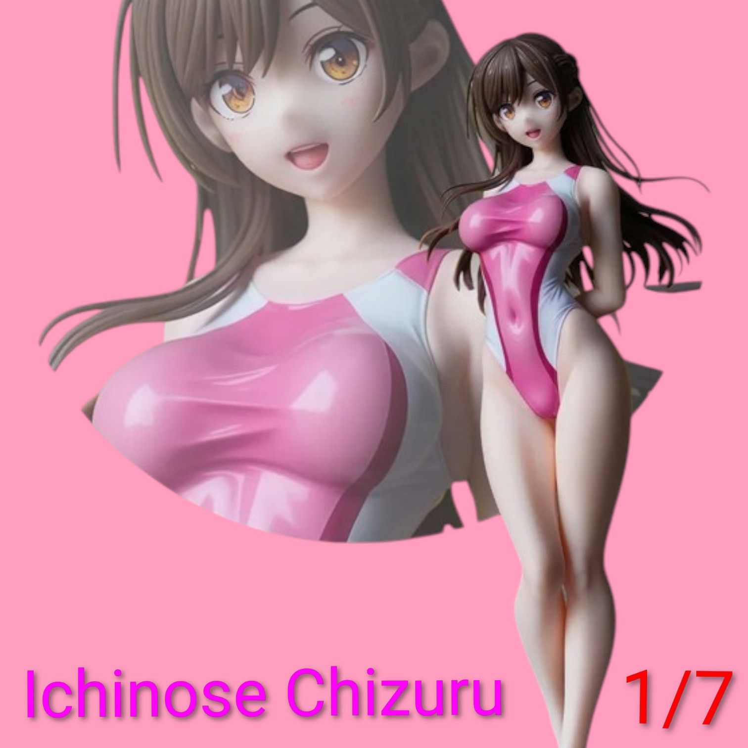 ☆未使用 彼女、お借りします 1/7 水原 千鶴 競泳水着 フィギュア 塗装