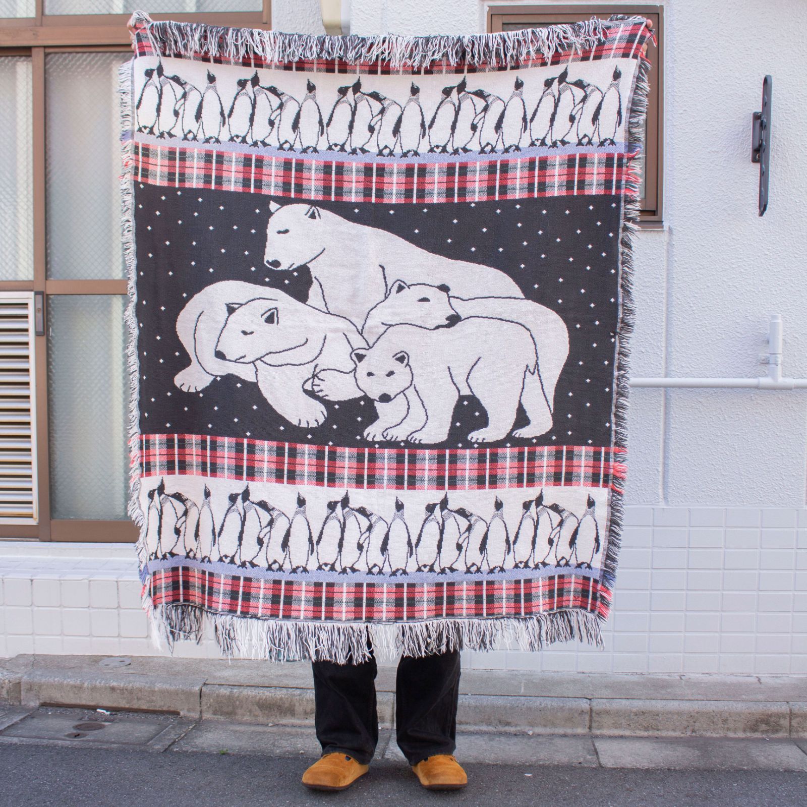 Polar Bear Cotton Blanket ラグ ブランケット 古着 ヴィンテージ