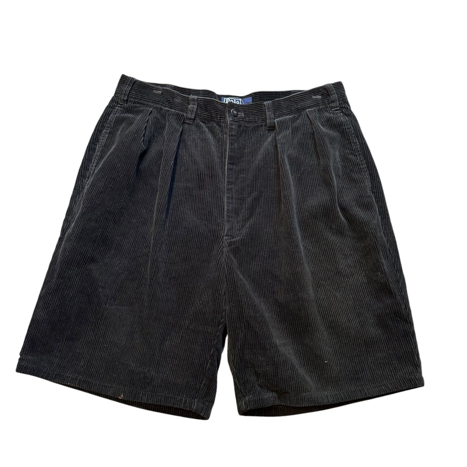 polo by Ralph Lauren black corduroy short コーデュロイ　ポロバイラルフローレン　ショーツ　スラックス　タック入り