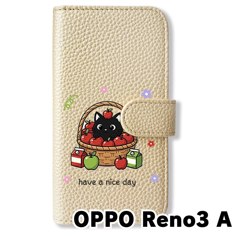 あほねこ 新品未使用】 OPPO Reno3 A 手帳型スマホ ケース カバー (色