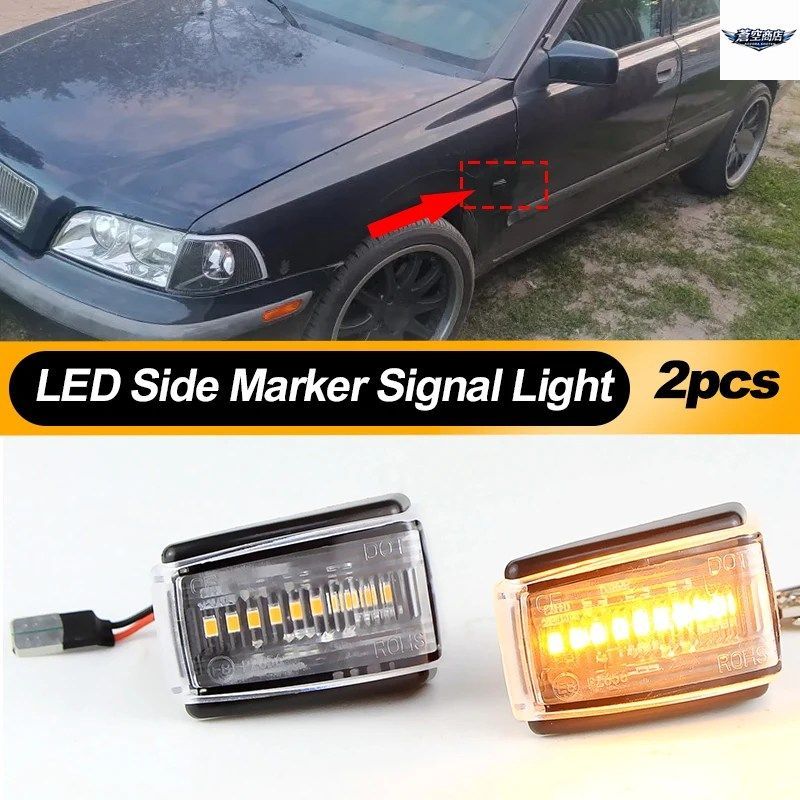 2Pcs LED Side Marker Lights for Volvo 850 V40 V70 S40 240 740 C70