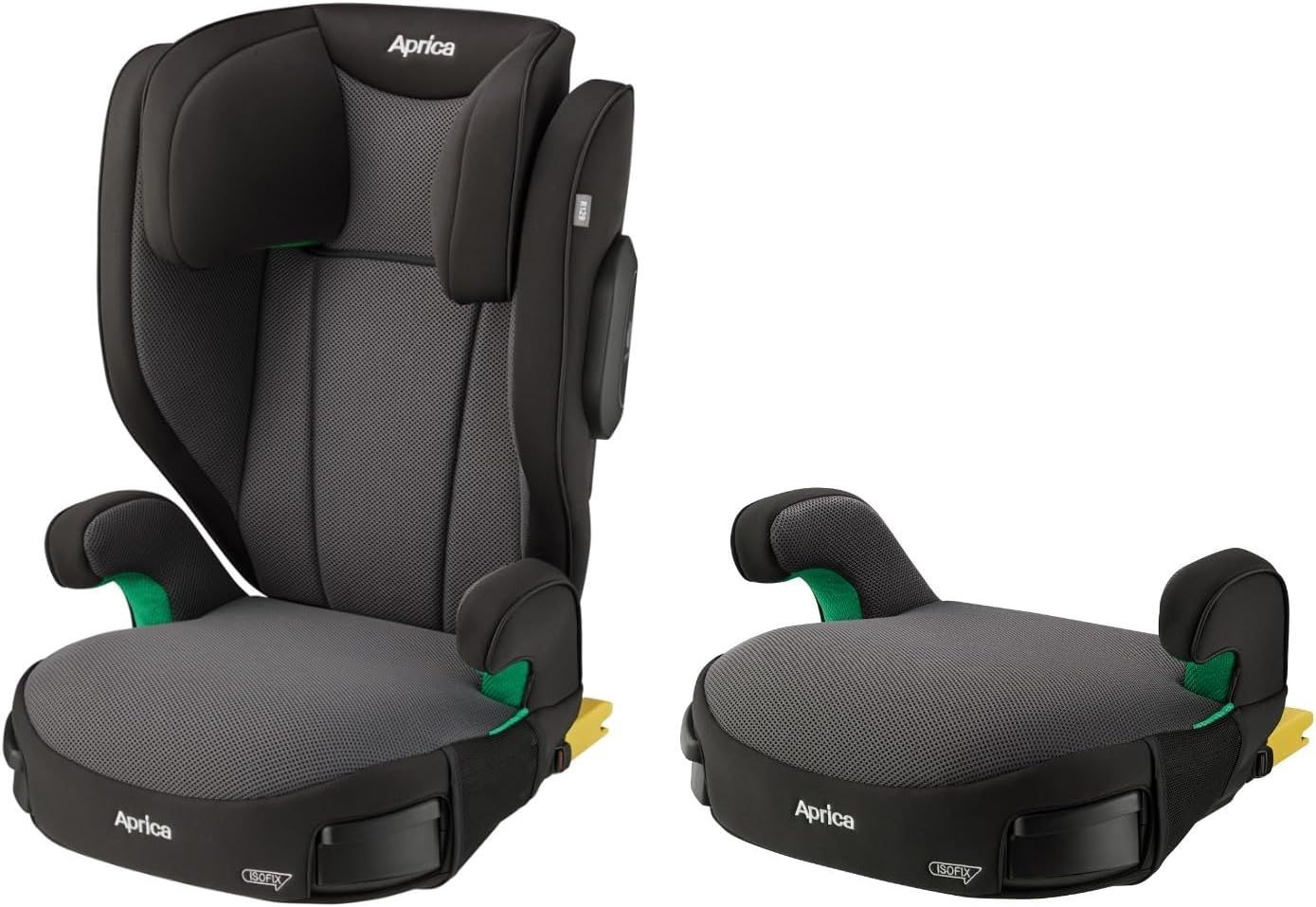 Aprica(アップリカ) ジュニアシート ブースターシート ISOFIX固定 ライドクルーISOFIX AB 3歳半頃～12歳頃まで R129適合 カップホルダー付 背もたれ取り外し可 (ブラック) 【2024年モデル】2213767 展示品/送料無料/激安