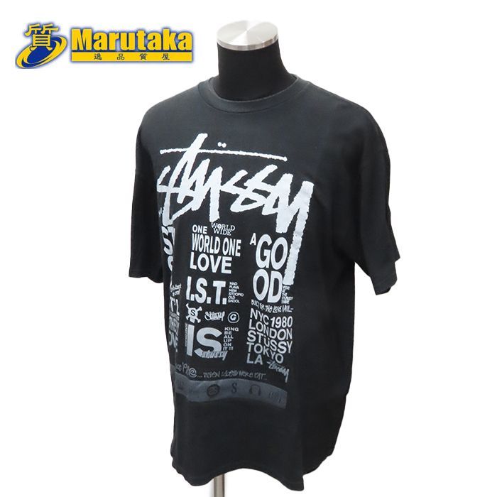 STUSSY ステューシー ワールドツアー トップス XL サイズ 綿 100% ブラック 古着 アパレル 逸品質屋 丸高 尼崎市 Marutaka USED 兵庫県 送料無料 中古 プレゼント ファッション 買取 お洒落 Pawn shop 実店舗有