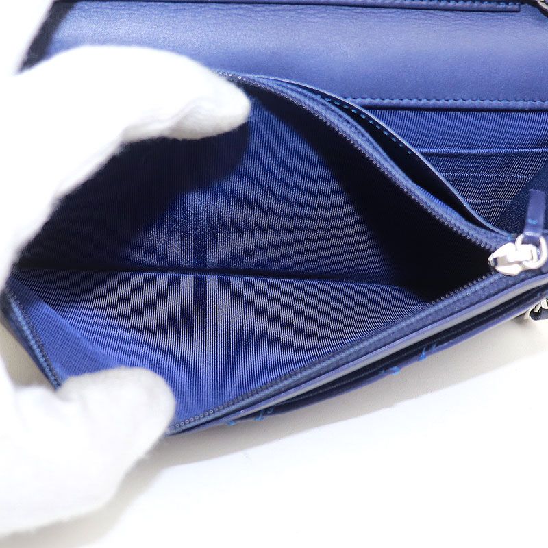 【美品】シャネル【CHANEL】ハンプトン チェーンウォレット ブルー ウルトラステッチ キルティングレザー チェーンショルダーバッグ ポシェット クラッチ 財布 サイフ 斜め掛け #17 Wallet On chain Hampton WOC【Aランク】【中古】 美品】シャネル【CHANEL】ハンプトン チェーンウォレット ブルー