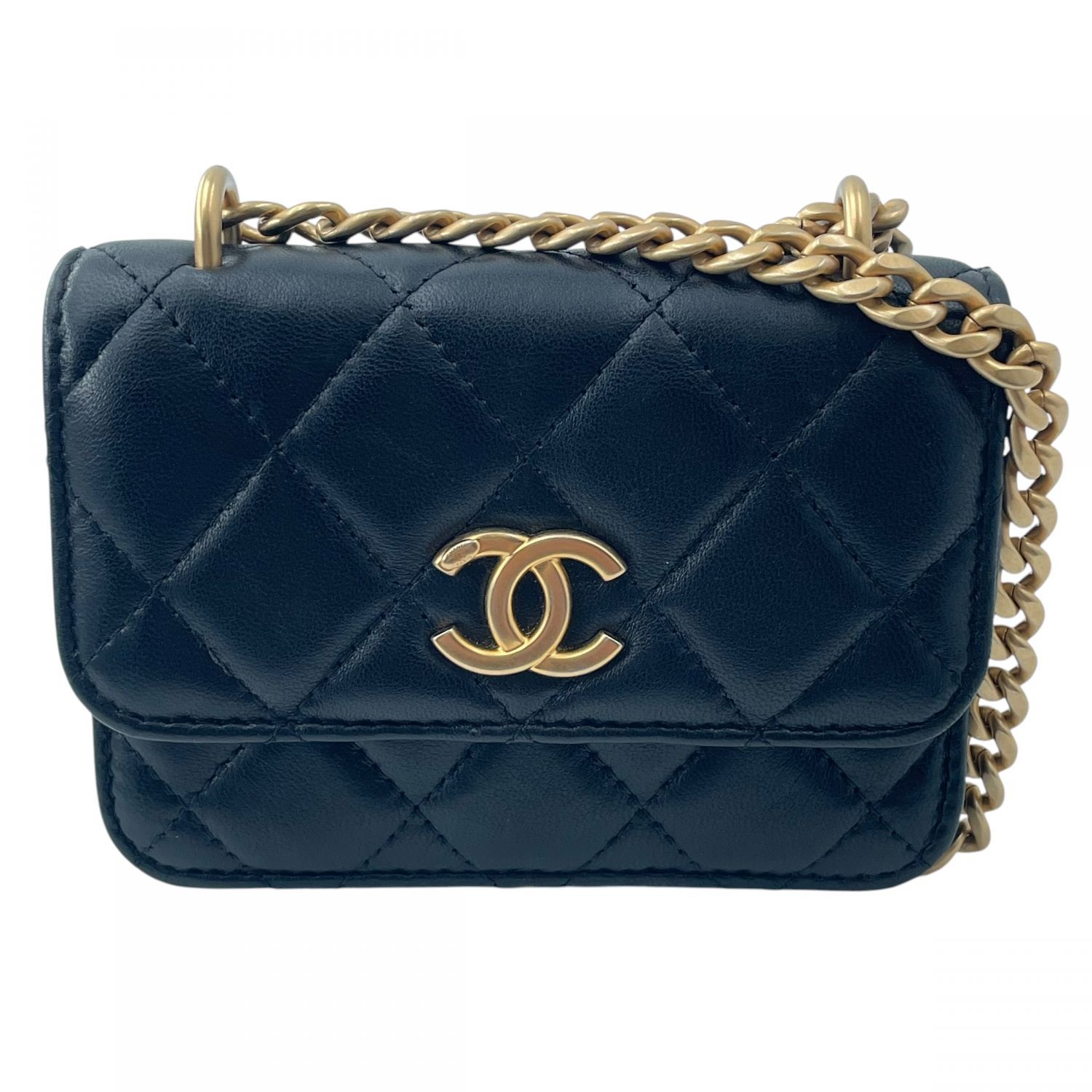 【中古】 CHANEL シャネル カメリアチェーン マトラッセ ラムスキンミニハンドバッグ ブラック レディース 26008986 KJ 164,500円