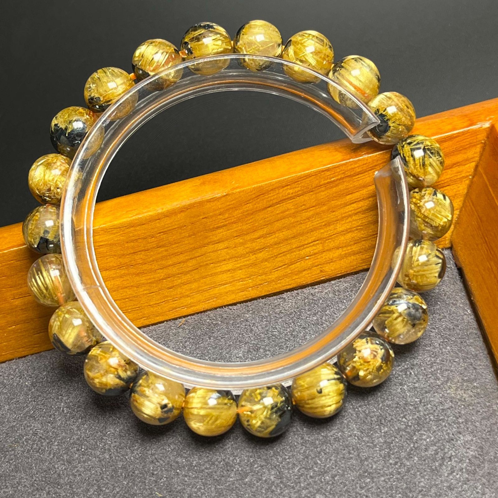 極上美品☆【100A太陽花タイチンルチル】☆黄金針水晶ブレスレット