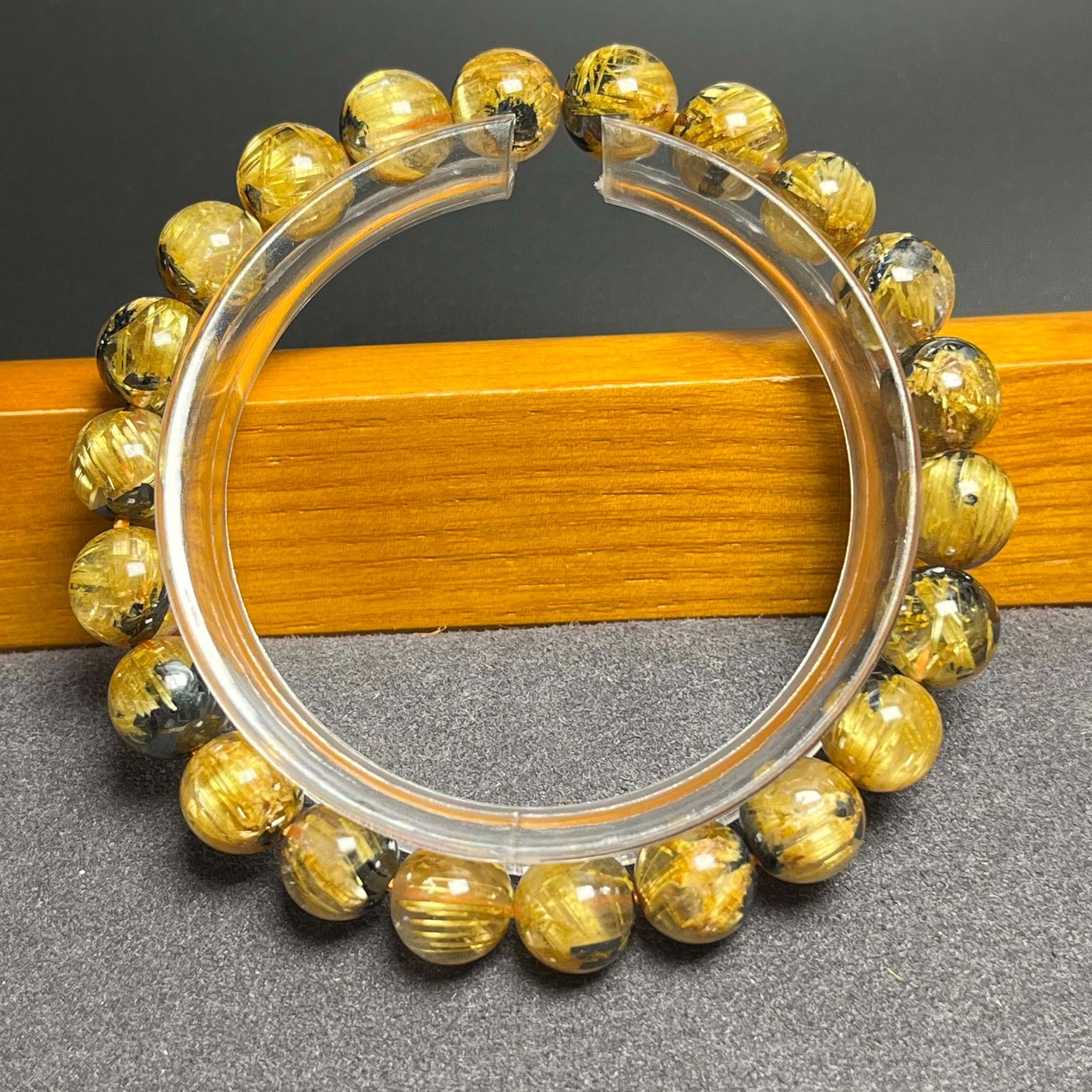 極上美品☆【100A太陽花タイチンルチル】☆黄金針水晶ブレスレット