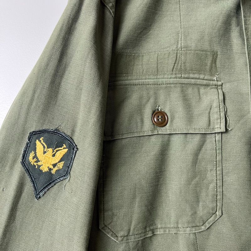 50s US ARMY 米軍実物 OG-107 コットン サテン ユーティリティ シャツ