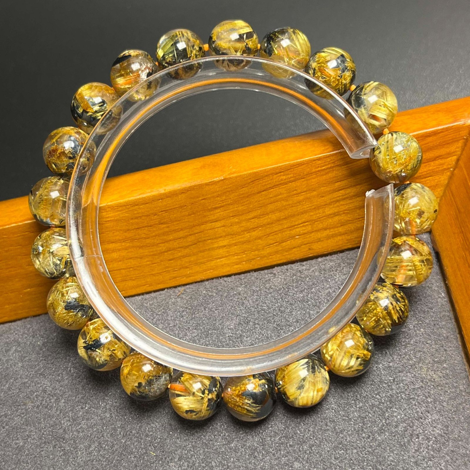 極上美品☆【100A太陽花タイチンルチル】☆黄金針水晶ブレスレット