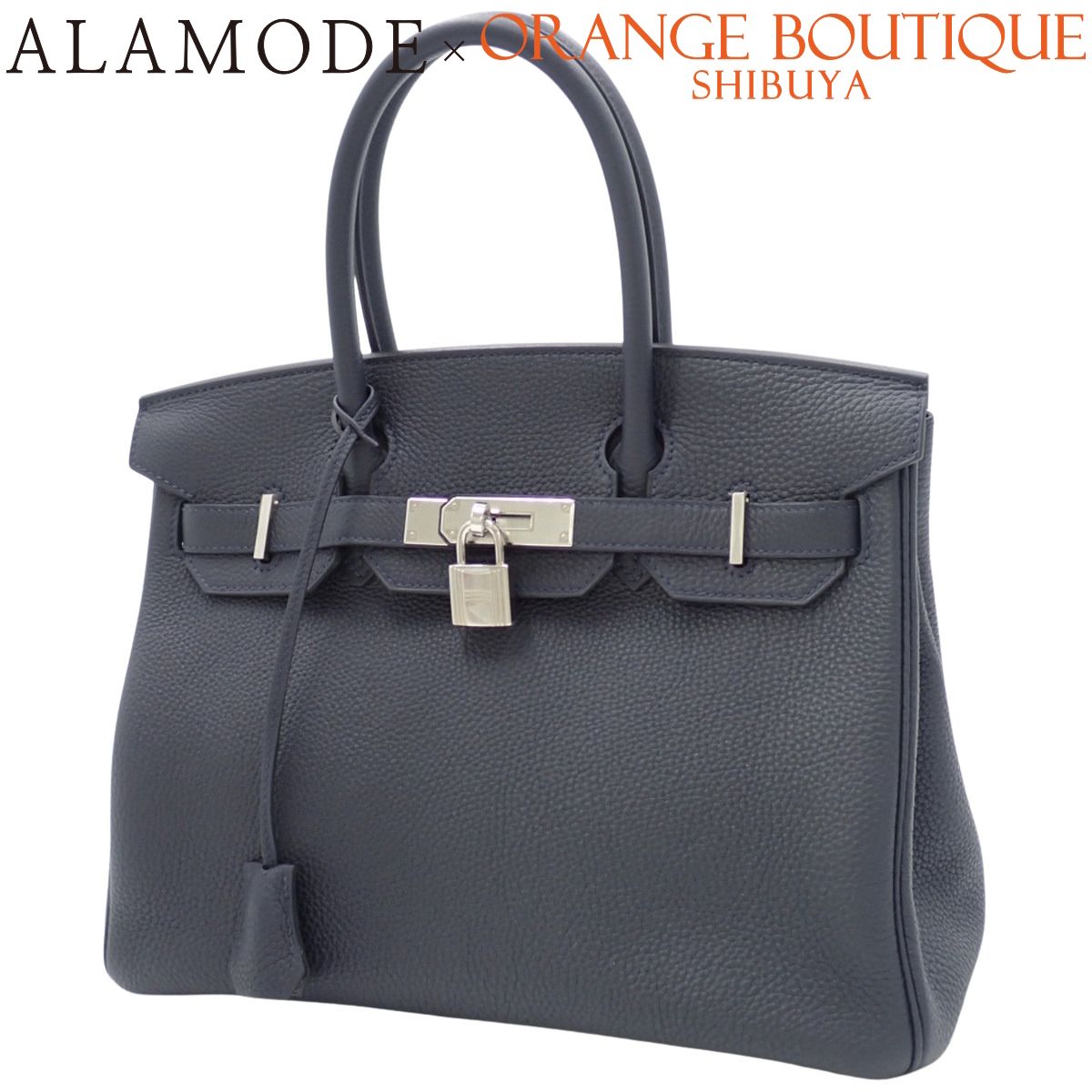 HERMES(エルメス) バーキン30 ブルーニュイ ネイビー紺 トゴ パラジウム金具 シルバー金具 Z刻印 ハンドバッグ トートバッグ レディース 40802193271【中古】【アラモード】