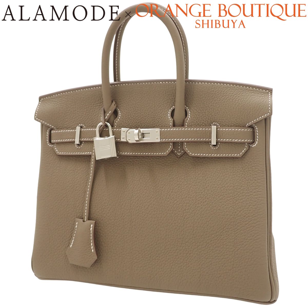 【新品】HERMES(エルメス) バーキン25 G刻印 エトープ/エトゥープ グレージュ トゴ パラジウム金具 シルバー金具 ハンドバッグ トートバッグ レディース 40802195374【アラモード】