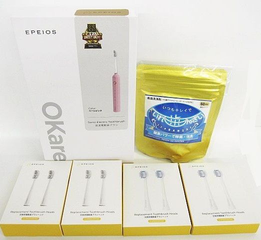 未使用 EPEIOS OKARE 音波電動歯ブラシ ペールピンク 交換用ヘッド4箱 EPA2004 EPA2008 おまけ いつもキレイでいればんざい K008-0511-4