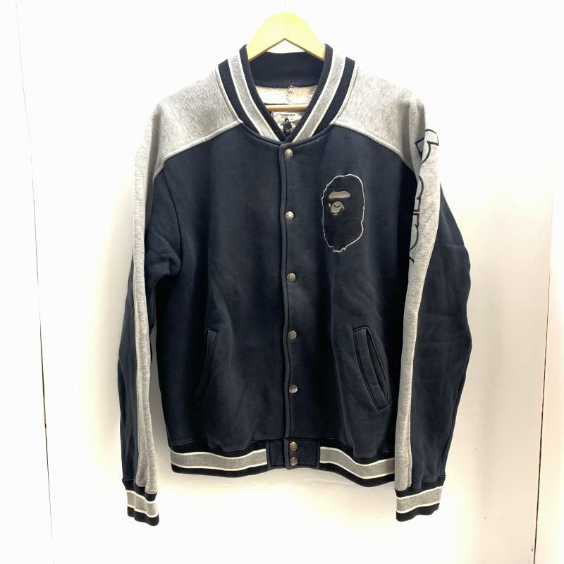 中古】A BATHING APE スタジャン サイズM 黒/グレー アベイシング