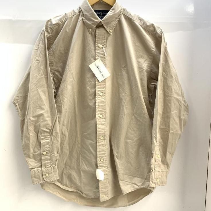 【中古】POLO RALPH LAUREN BLAKE ボタンダウンシャツ S ベージュ 同色ポニー ポロ ラルフローレン[92]