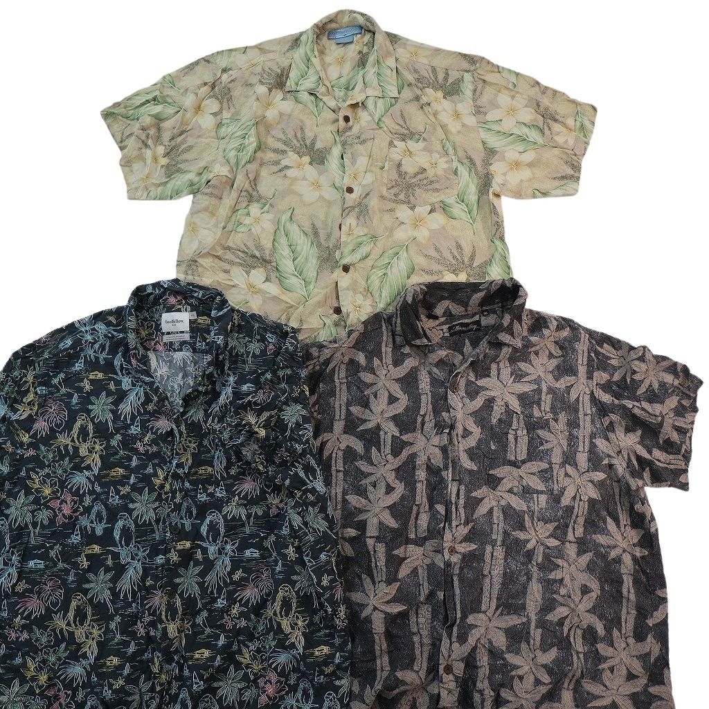 古着卸 まとめ売り 素材MIX アロハシャツ 10枚セット ( メンズ 2XL ) ハイビスカス ヤシの木 リーフモチーフ 開襟 中古 古着 NE7145 古着卸 まとめ売り 素材MIX アロハシャツ 10枚セット ( メンズ 2XL ) ハイビスカス ヤシの木 リーフモチーフ 開襟 中古 古着 NE7145