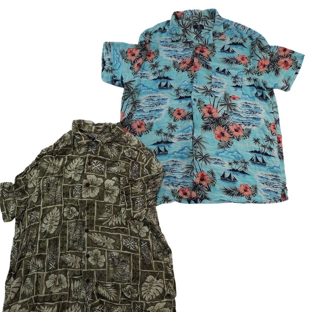 古着卸 まとめ売り 素材MIX アロハシャツ 10枚セット ( メンズ 2XL ) ハイビスカス ヤシの木 リーフモチーフ 開襟 中古 古着 NE7145 古着卸 まとめ売り 素材MIX アロハシャツ 10枚セット ( メンズ 2XL ) ハイビスカス ヤシの木 リーフモチーフ 開襟 中古 古着 NE7145