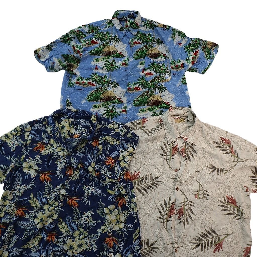 古着卸 まとめ売り 素材MIX アロハシャツ 10枚セット ( メンズ 2XL ) ハイビスカス ヤシの木 リーフモチーフ 開襟 中古 古着 NE7145 古着卸 まとめ売り 素材MIX アロハシャツ 10枚セット ( メンズ 2XL ) ハイビスカス ヤシの木 リーフモチーフ 開襟 中古 古着 NE7145