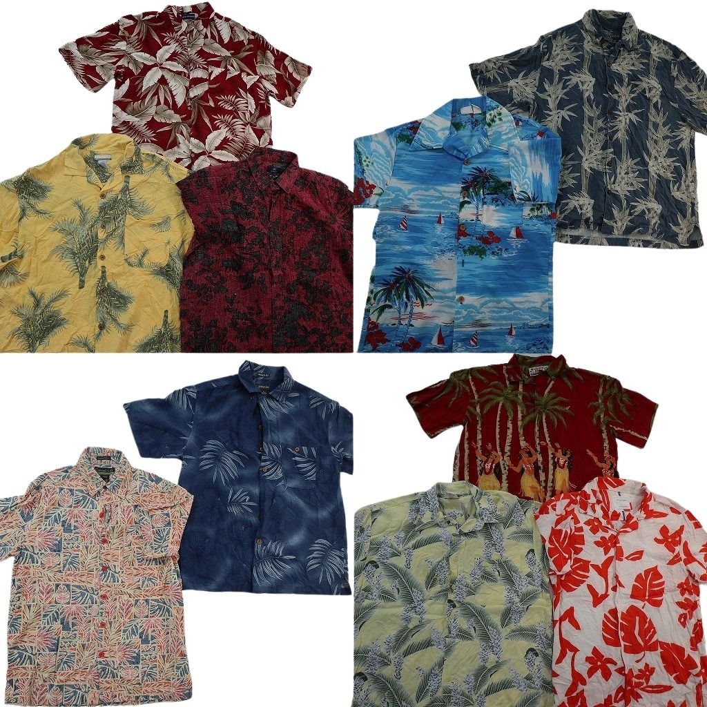 古着卸 まとめ売り 素材MIX アロハシャツ 10枚セット ( メンズ M ) リーフモチーフ ヤシの木 開襟 ボックスカット 中古 古着 NE7175 6,090円