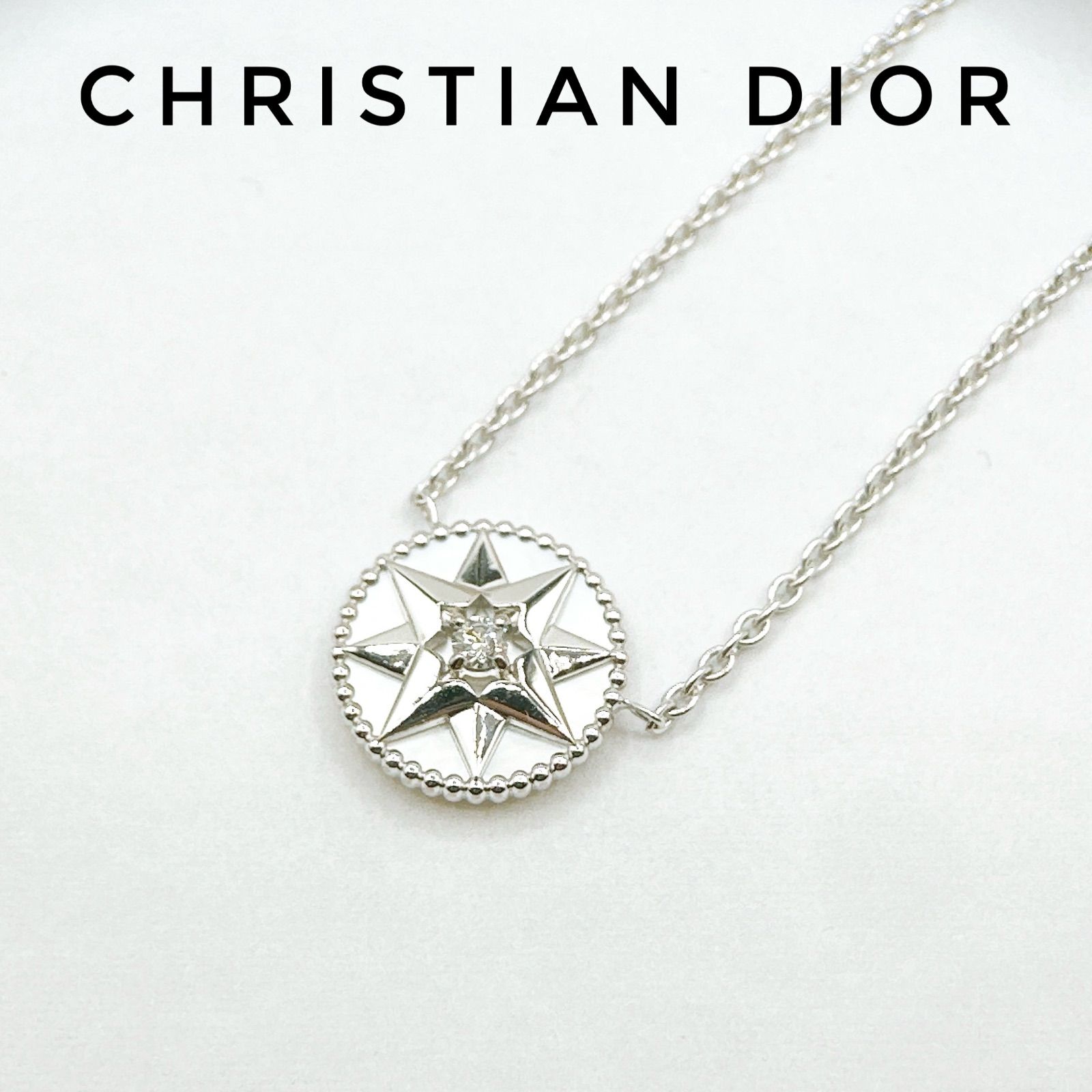 美品?CHRISTIAN DIOR ローズデヴァン ホワイトゴールド ネックレス 約38-42㎝ Y 107,250円